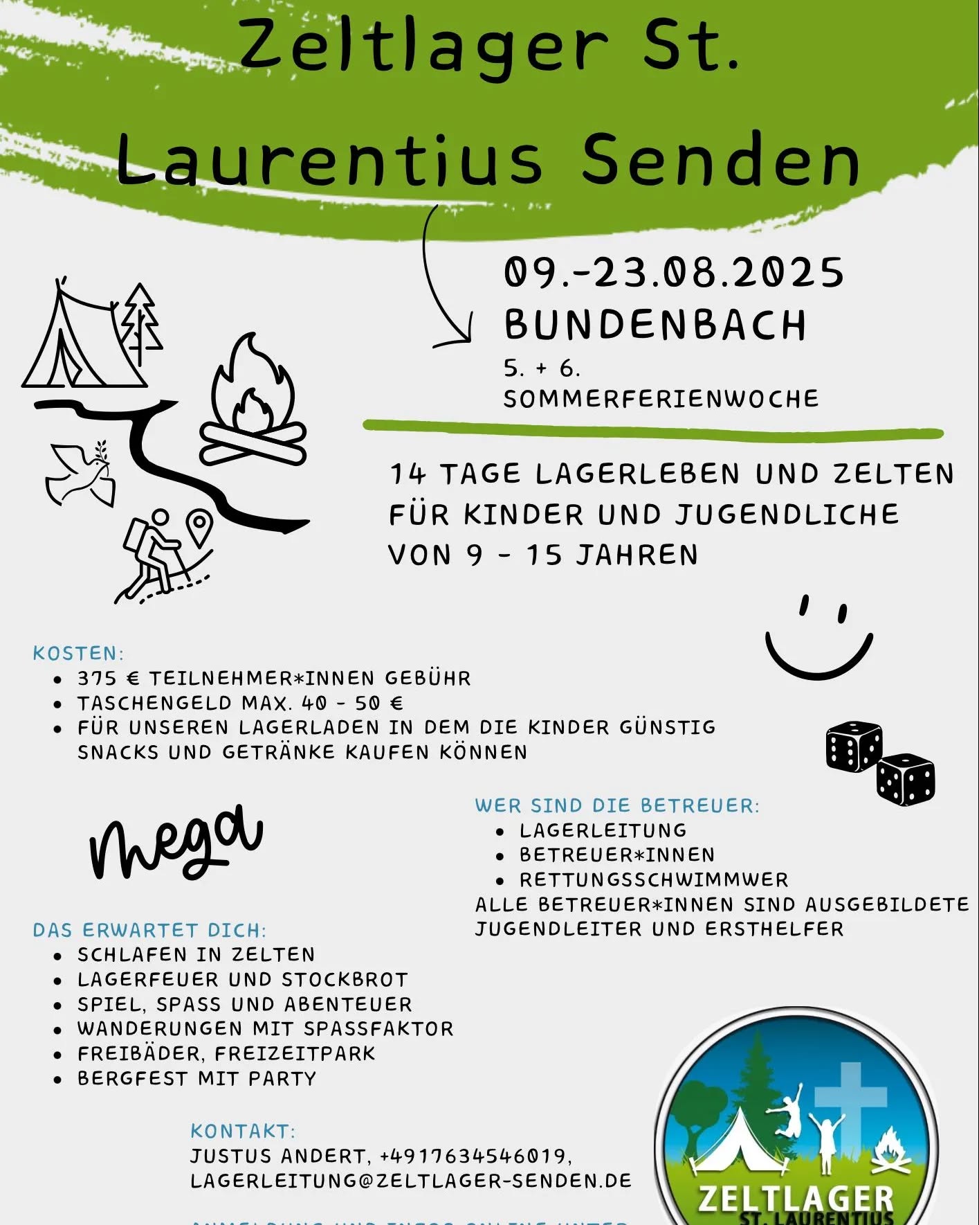 Im nächsten Jahr geht es in den Erholungsort Bundenbach im Hunsrück! 😍🏕
Anmeldung und Infos hier oder unter www.zeltlager-senden.de